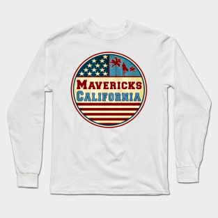 Mavericks California Ocean Surf Palms Surfer Surfing Long Sleeve T-Shirt